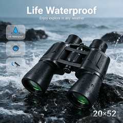 20x52 High Power Binoculars, 28mm Large Eyepiece, BAK4 Prism FMC Lens, IPX4 Waterproof with Smartphone Adapter, Black for Bird Watching Hunting Hiking