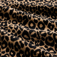 Leopard Print Chenille Modular Ottoman, Upholstered Footrest with Tassel Trim